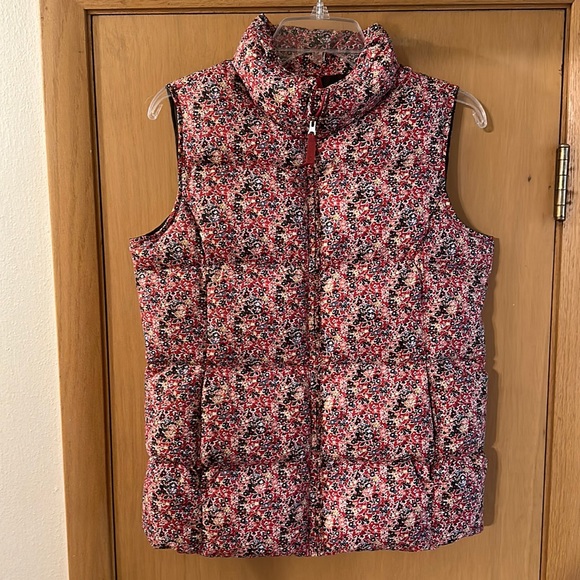 Lands' End Other - Lands End Kids Girls Floral Full Zip Quilted Vest Pink Brown Size Large 14